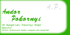 andor pokornyi business card